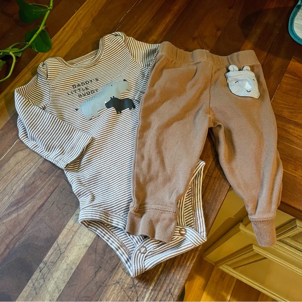 Carter’s “Daddy’s Little Buddy” 6 months outfit pants and long sleeve onesie set
